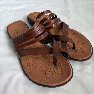 B.O.C. Born Concept Brown Leather Multi Strap Thong Sandals Womens Size 6 Boho